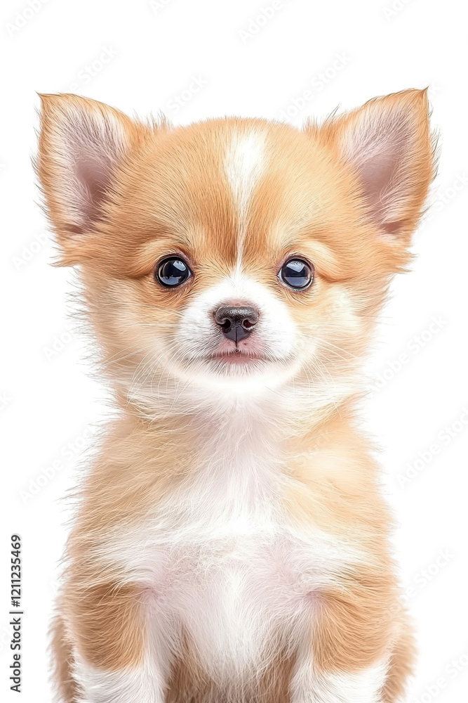 Obraz premium A baby Chihuahua, isolate on white background, with soft features and an adorable expression. cutout png