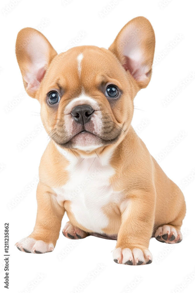 A baby Bulldog, isolate on white background, with soft fur and an adorable expression, exuding cuteness. cutout png A baby Bulldog, isolate on white background, with soft fur and an adorable expression, exuding cuteness. cutout png