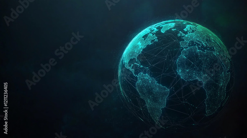 world globe with light blue connection lines convey network technology and economic growth of digital world
