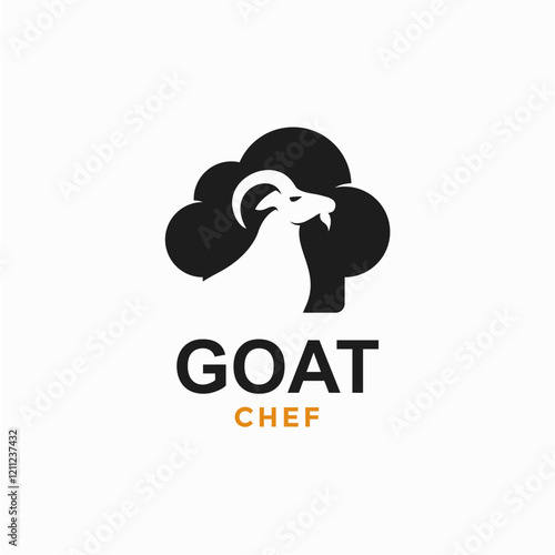 goat chef simple logo in negative space