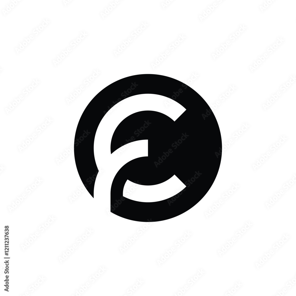 Simple logo with FC initials in negative space inside a circle Simple logo with FC initials in negative space inside a circle