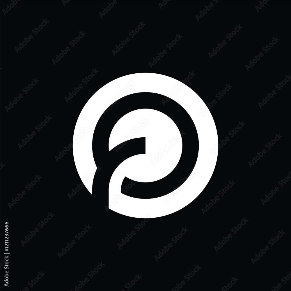 Fototapeta premium Simple logo with FP or FO initials in negative space inside a circle