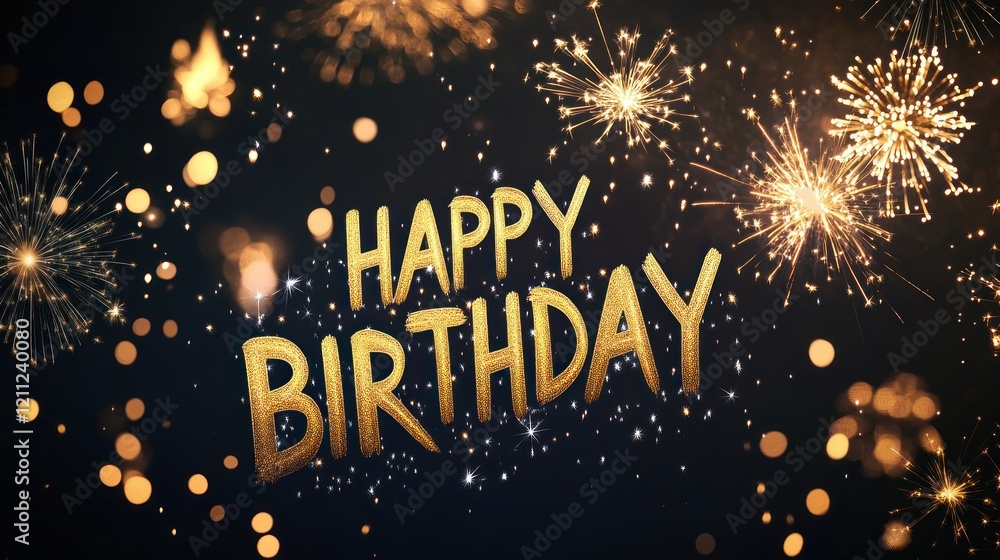 Fototapeta premium Happy Birthday! Celebrate with Sparkling Fireworks