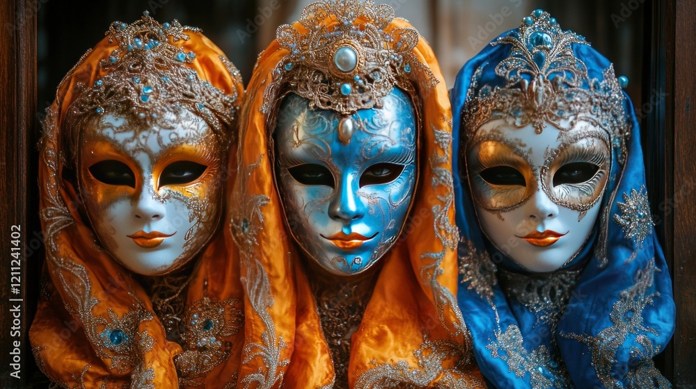 Venetian Carnival Masks Displayed in Shop Venetian Carnival Masks Displayed in Shop