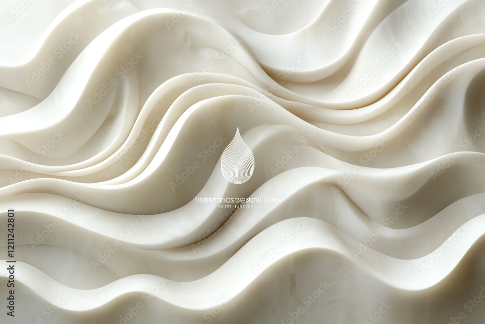 Serene White Marble Sculpture: Fluid Waves of Elegant Design Serene White Marble Sculpture: Fluid Waves of Elegant Design