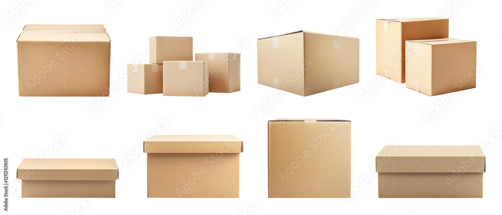 Cardboard boxes isolated on transparent background Cardboard boxes isolated on transparent background