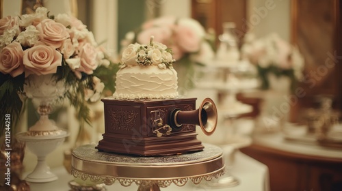 Vintage Gramophone Wedding Cake: A touch of nostalgia and elegance photo