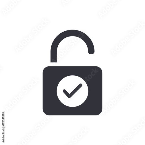 Approved security solid icons, minimalist vector illustration ,simple transparent graphic element .Isolated on white background