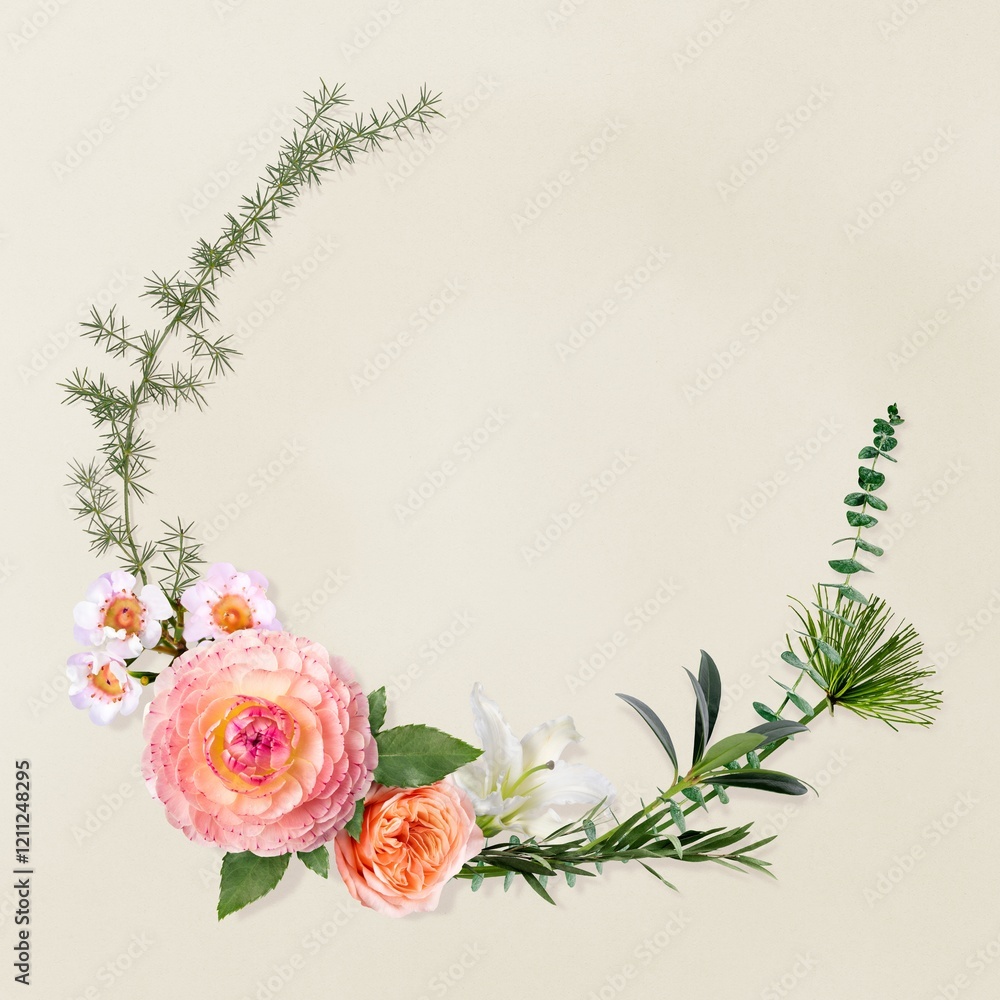 Colorful flower frame background, nature design Colorful flower frame background, nature design