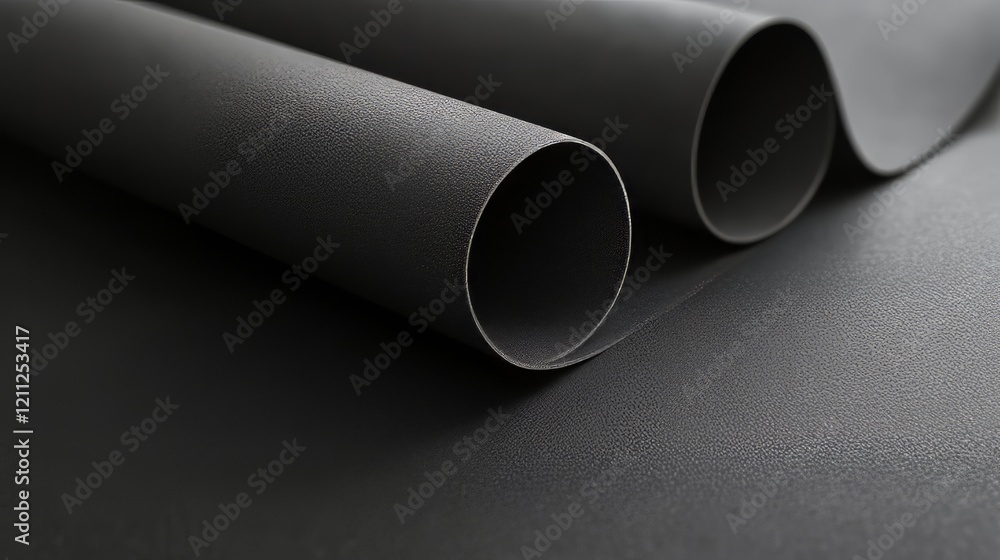 Dark gray textured material rolls Dark gray textured material rolls