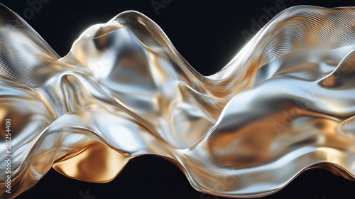 Elegant Metallic Waves in Gold and Silver Tones - Made with Generative AI photo