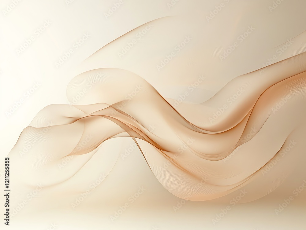 Obraz premium Abstract Beige and Brown Wave: Serene Flowing Design