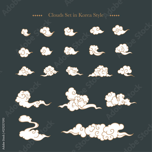 Korea Japan Chinese style cloud traditional design decoration item vector artwork