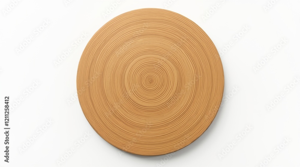Fototapeta premium A beautiful round wooden surface with a circular pattern on white background 