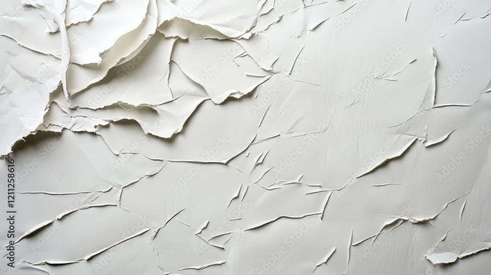 Obraz premium Textured white paint, cracked surface
