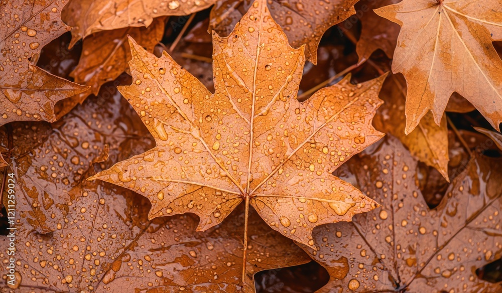 Autumn Leaves with Dew Drops CloseUp Macro Photography Autumn Leaves with Dew Drops CloseUp Macro Photography
