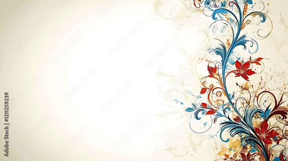 Artistic Floral Design With Red And Blue Accents Artistic Floral Design With Red And Blue Accents