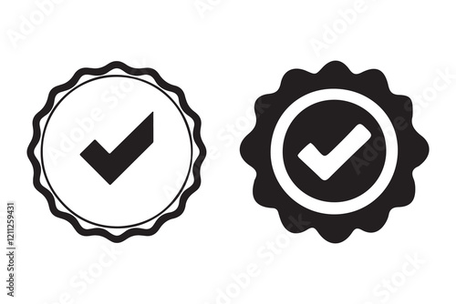 Checkmark Badge Shapes for Quality and Certification Symbols. vector illustration