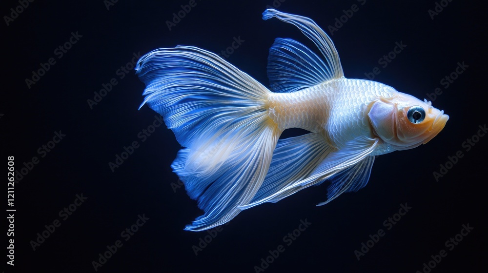 Fototapeta premium Graceful goldfish swimming in dark waters