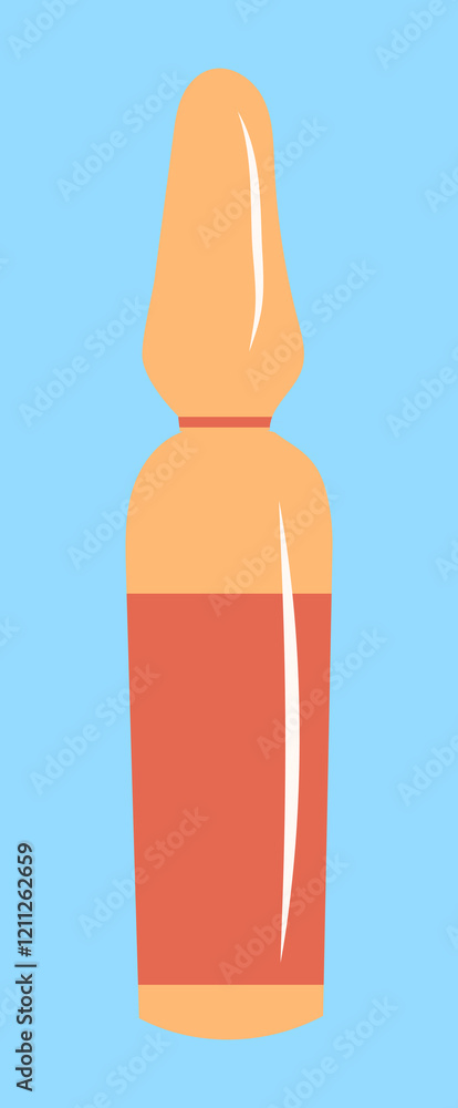 Illustration of a medical ampoule with orange liquid on a blue background Illustration of a medical ampoule with orange liquid on a blue background
