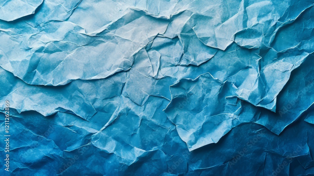 Obraz premium Abstract blue crumpled paper texture