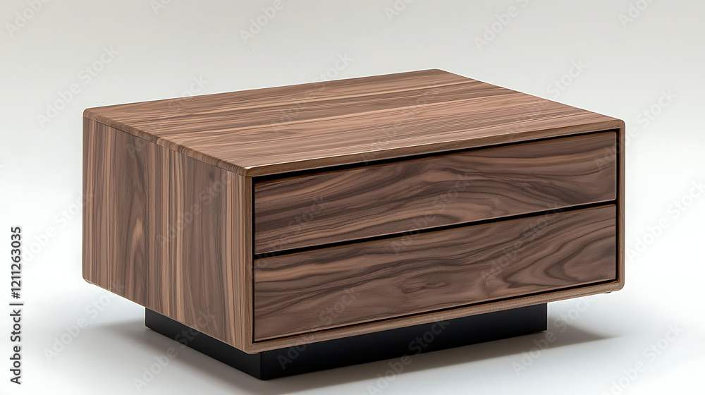 A wooden table with a black base and two drawers. generated using AI A wooden table with a black base and two drawers. generated using AI