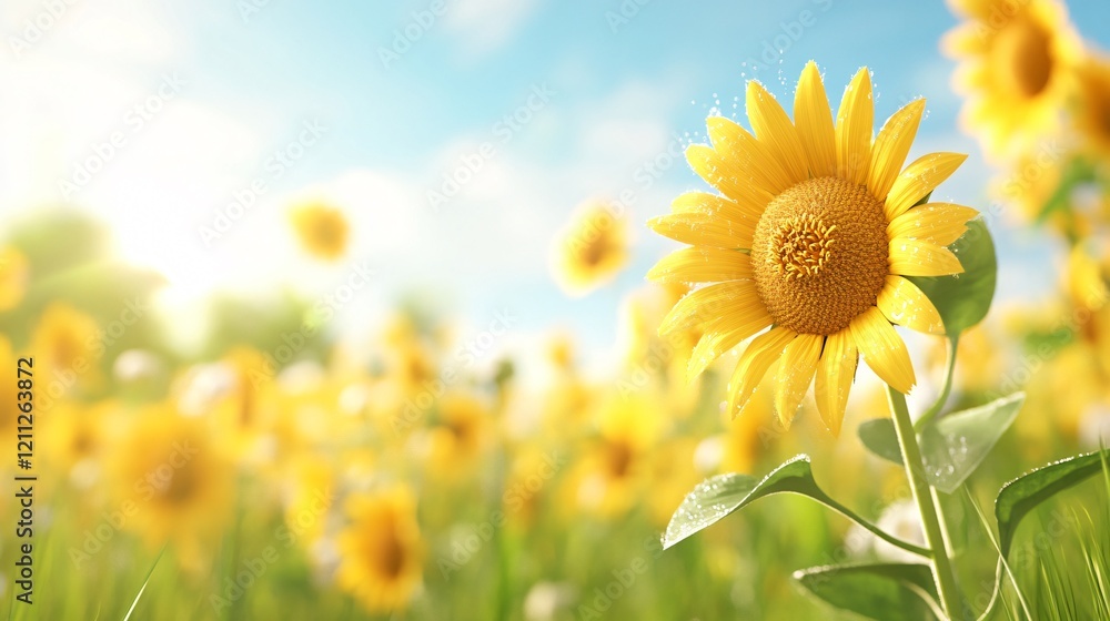 A vibrant field of sunflowers blooms under a bright blue sky, capturing the essence of summer and natural beauty. A vibrant field of sunflowers blooms under a bright blue sky, capturing the essence of summer and natural beauty.