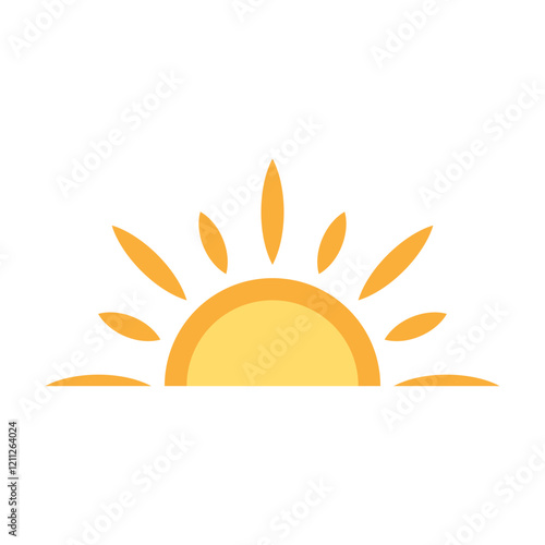 A half sun is setting downwards icon vector sunset concept for graphic design, logo, web site, social media, mobile app, ui illustration