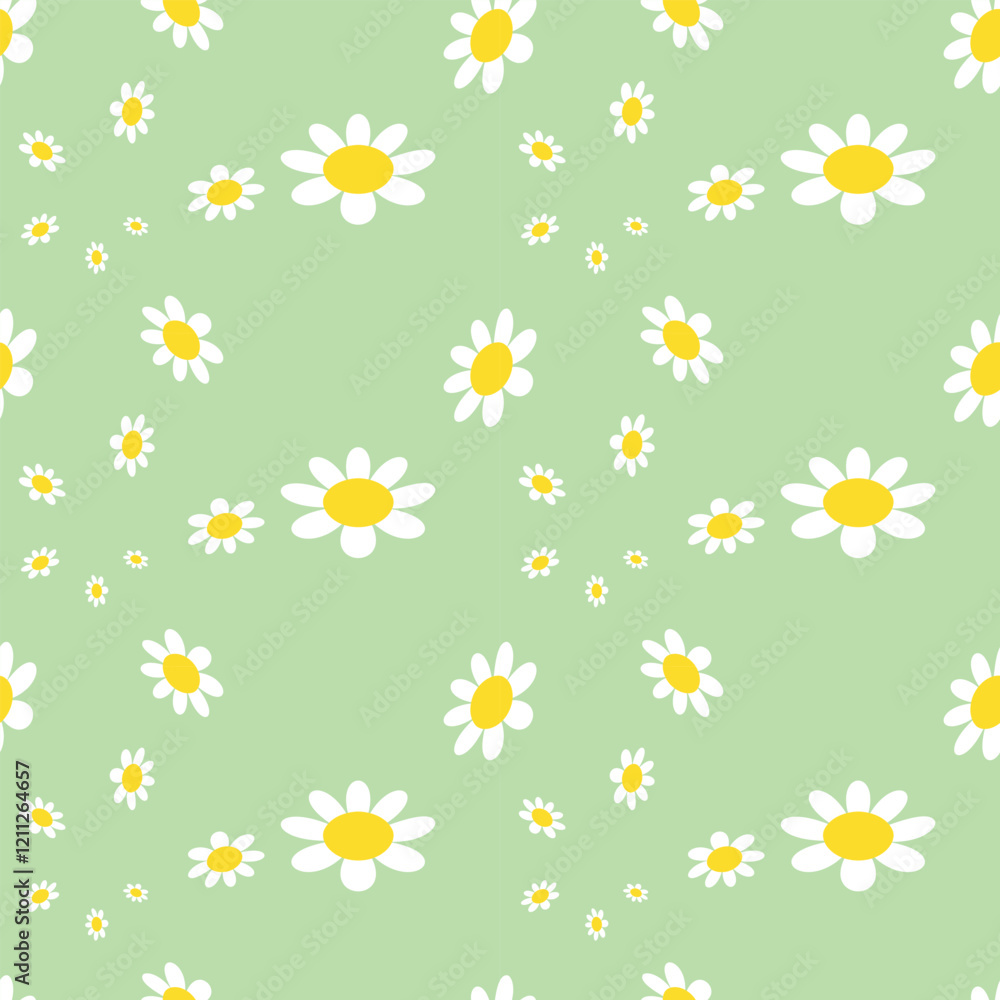 Daisy Pattern Images. Blossom Seamless Pattern of White Daisies on Color Background. Daisy Pattern Images. Blossom Seamless Pattern of White Daisies on Color Background.