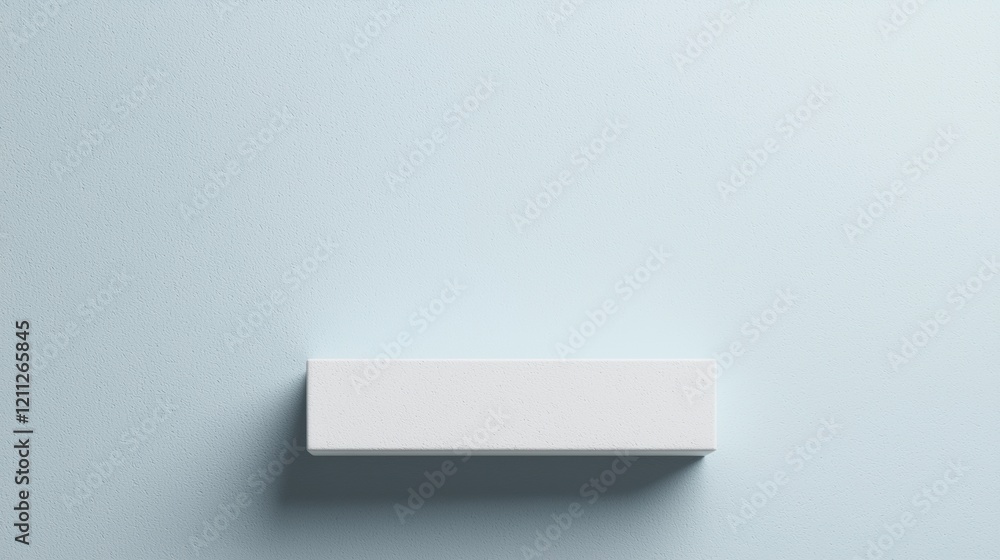 Minimalist White Shelf Against Light Blue Textured Wall Minimalist White Shelf Against Light Blue Textured Wall