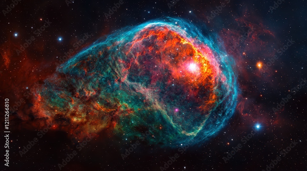 Obraz premium Colorful Cosmic Nebula with Bright Stars and Gas Clouds