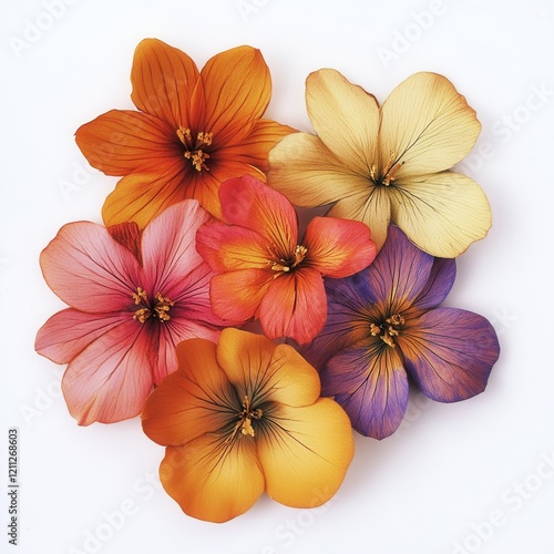 Wallpaper Mural Colorful flowers arranged on white background (9) Torontodigital.ca