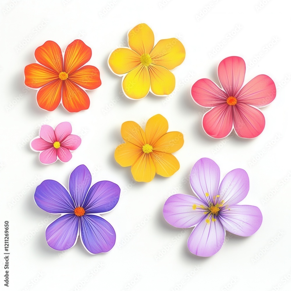 Colorful flowers arranged on white background (3) Colorful flowers arranged on white background (3)