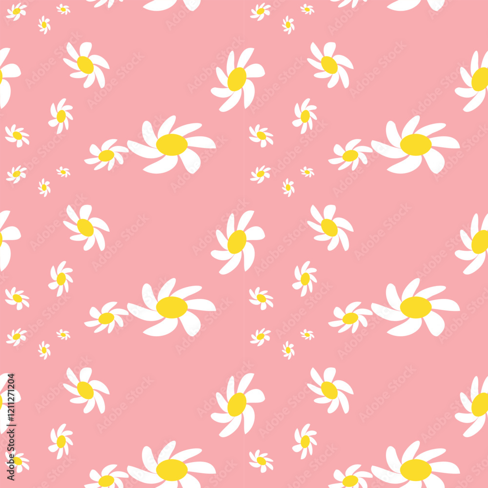 Blossom Daisy Flower Seamless Pattern. Retro Floral Print With White Flowers. Background for Trendy Fabrics, Wallpapers. Blossom Daisy Flower Seamless Pattern. Retro Floral Print With White Flowers. Background for Trendy Fabrics, Wallpapers.