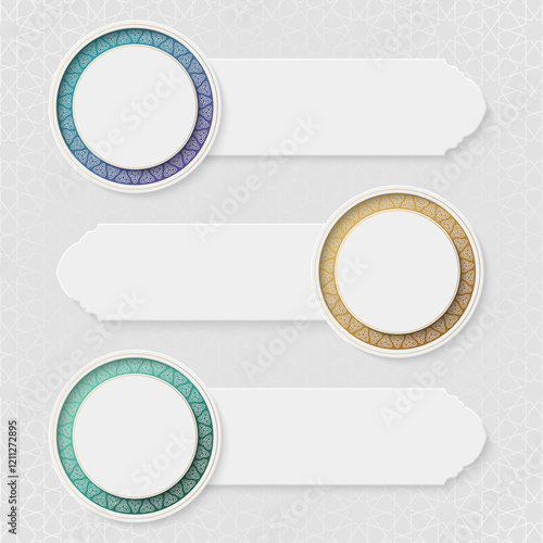 Arabic Islamic text box title frame border infographic set