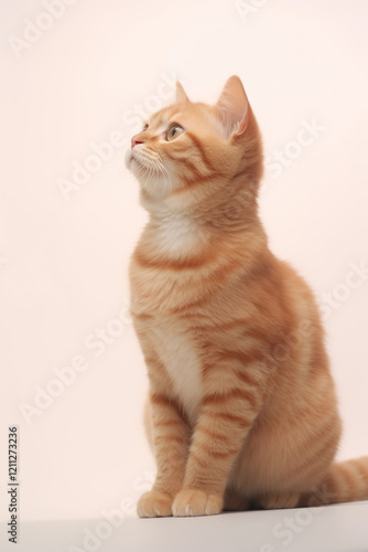 Beautiful orange cat on a plain background
