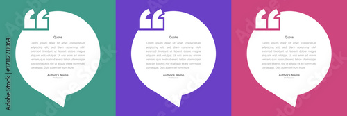Testimonial banner, quote, infographic. Social media post template designs for quotes. Quotation for client. Review template.  Empty speech bubbles, quote bubbles and text box. Vector Illustration