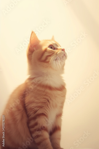 Beautiful orange cat on a plain background