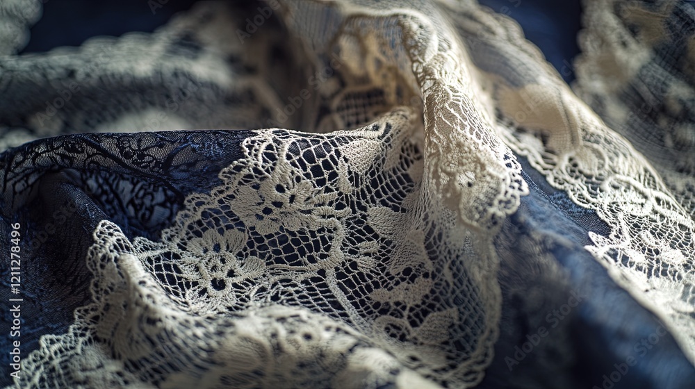 Obraz premium Close-up of intricate lace fabric, elegant and refined texture