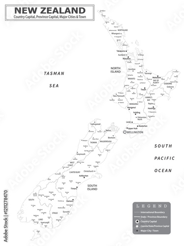 Australian Countries Geography Political map. Political map of country with capital, province or state capital, major cities and town.