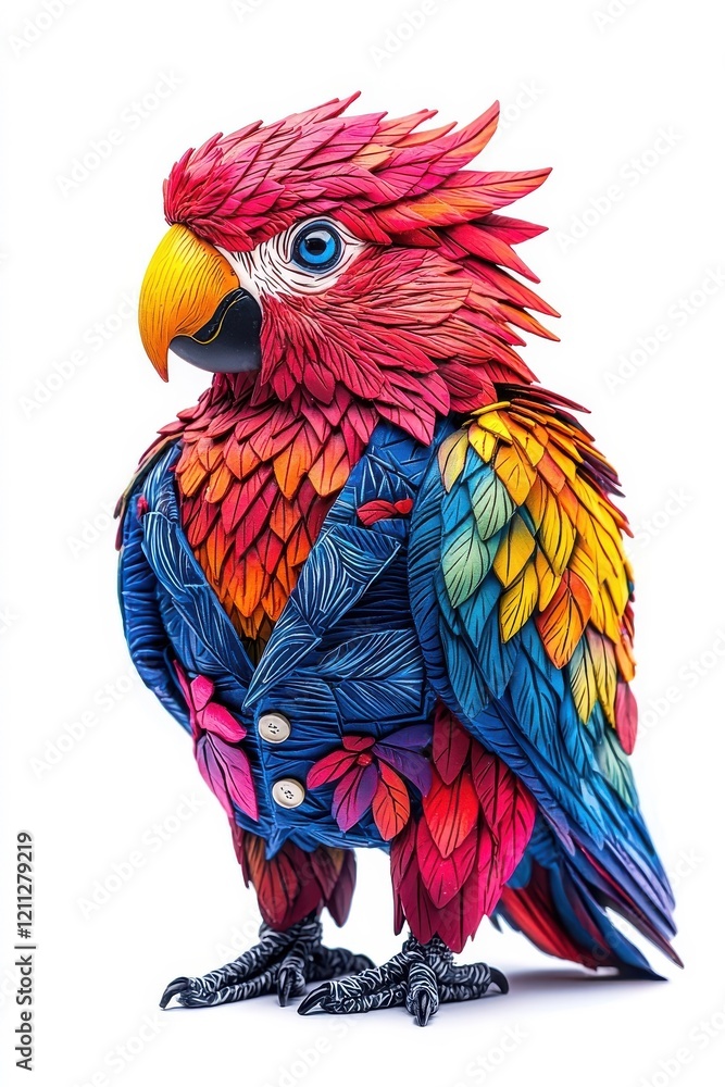 Obraz premium A parrot dressed in a suit, isolate on white background, adding a touch of humor and style.