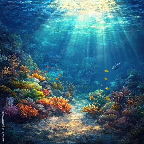 Wallpaper Mural Vibrant Coral Reef Ecosystem Underwater Scene Torontodigital.ca