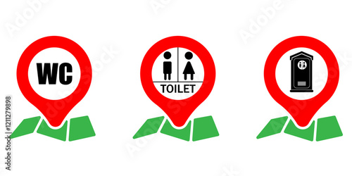 Free Download Map pin of portable toilet. A vector design of a red portable public toilet icon sign for a map. - GFXLoad