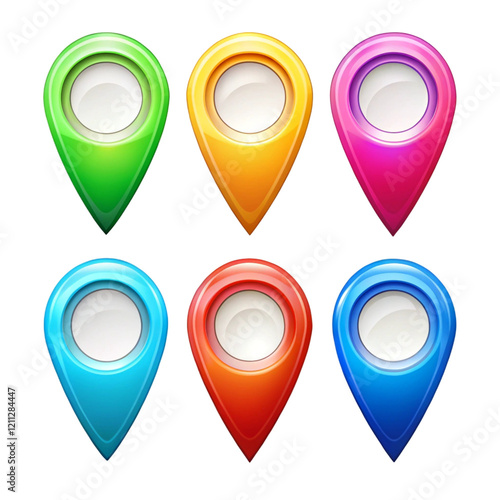 Free Download Colorful GPS pointer icons set isolated on transparent background  
 - GFXLoad
