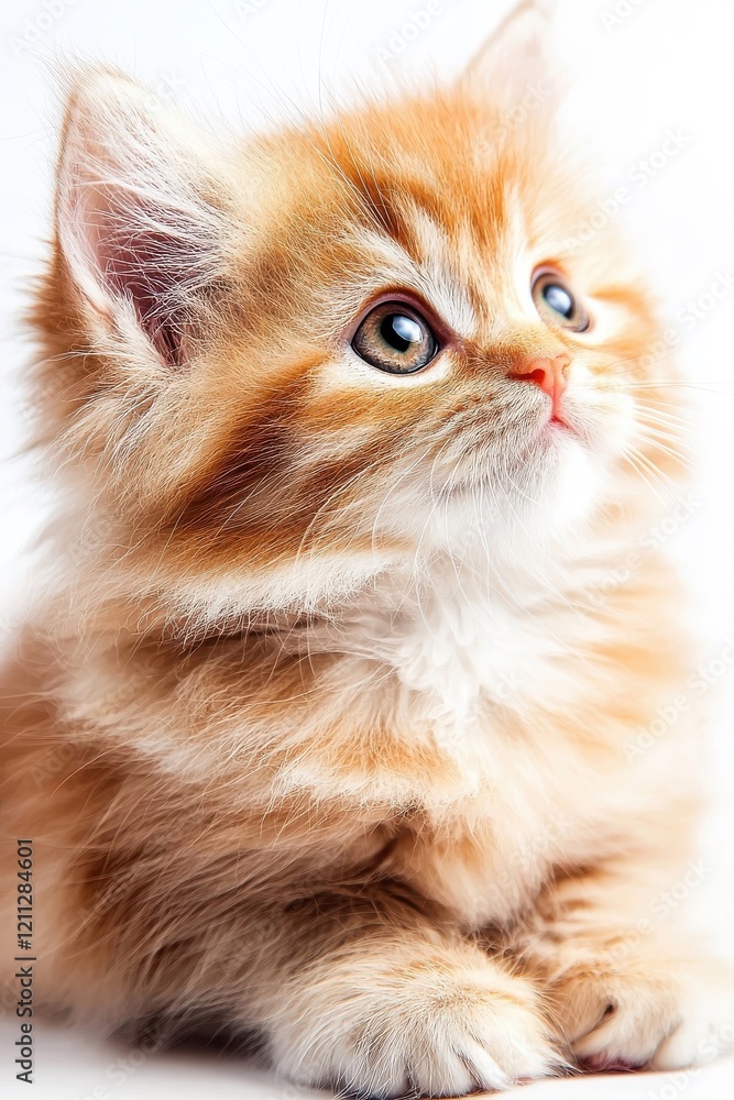 A baby cat, isolate on white background, highlighting its adorable features and small size. A baby cat, isolate on white background, highlighting its adorable features and small size.