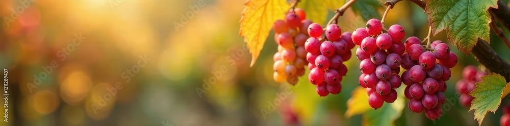 Wild grape vines with clusters of red berries suspended from the branches in autumn colors, dried, vine, branch Wild grape vines with clusters of red berries suspended from the branches in autumn colors, dried, vine, branch