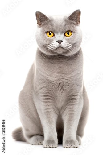 cute grey british short hair cat isolated on white background