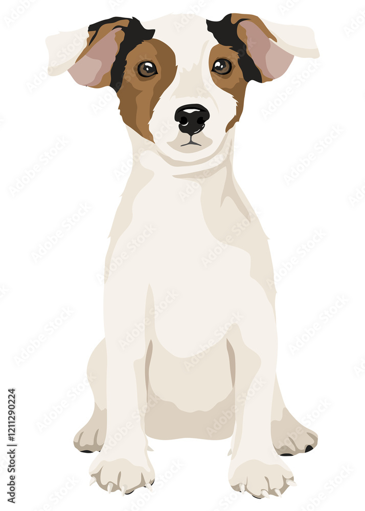 Fototapeta premium Cute puppy png sticker, Jack Russell Terrier baby dog illustration, transparent background