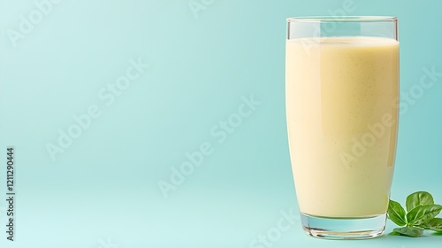 Refreshing Smoothie in Tall Glass with Green Background, Generative AI.