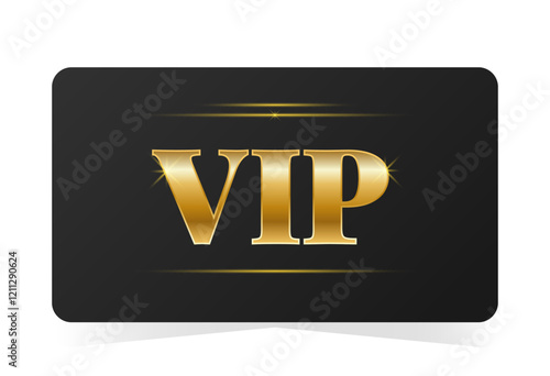 Classic gold and black VIP exclusive card design. Black background. Vector illustration on transparent background